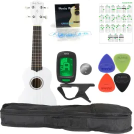 ukulele-sopranowe-biale-pokrowiec-struny-kostki-stroik-akordy-zestaw