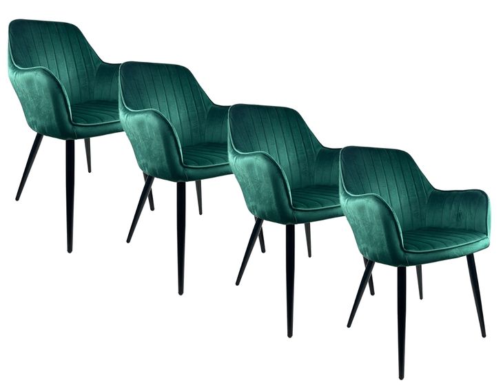4x Krzesło tapicerowane Tobi Zielone Fotel Welurowe do kuchni jadalni salon