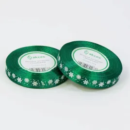 wstazka-satynowa-swiateczna-zielona-z-motywem-sniezynek-12mm-22m-ozdobna