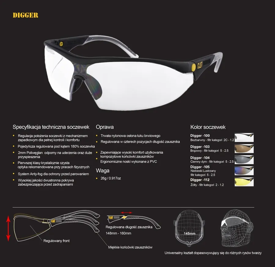 okulary-ochronne-cat-digger-100-stan-nowy