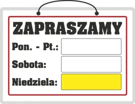 tablica-laminowana-a4-zapraszamy-sobota-niedziele