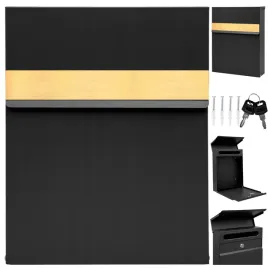 nowoczesna-czarna-skrzynka-pocztowa-slim-z-ozdobnym-zlotym-paskiem