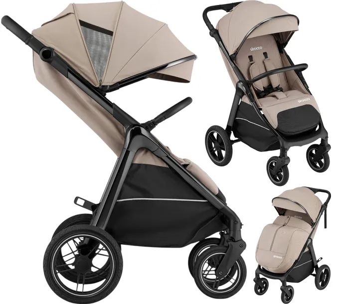 Wózek spacerowy Spacerówka SIROCCO duże koła 28cm Amortyzacja do 22kg