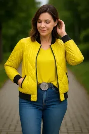 kurtka-zolta-pikowana-wiatrowka-rozmiar-m-biust-98-cm
