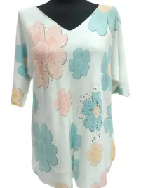 sweter-bluzka-biala-niebieskie-kwiaty-biust-110cm