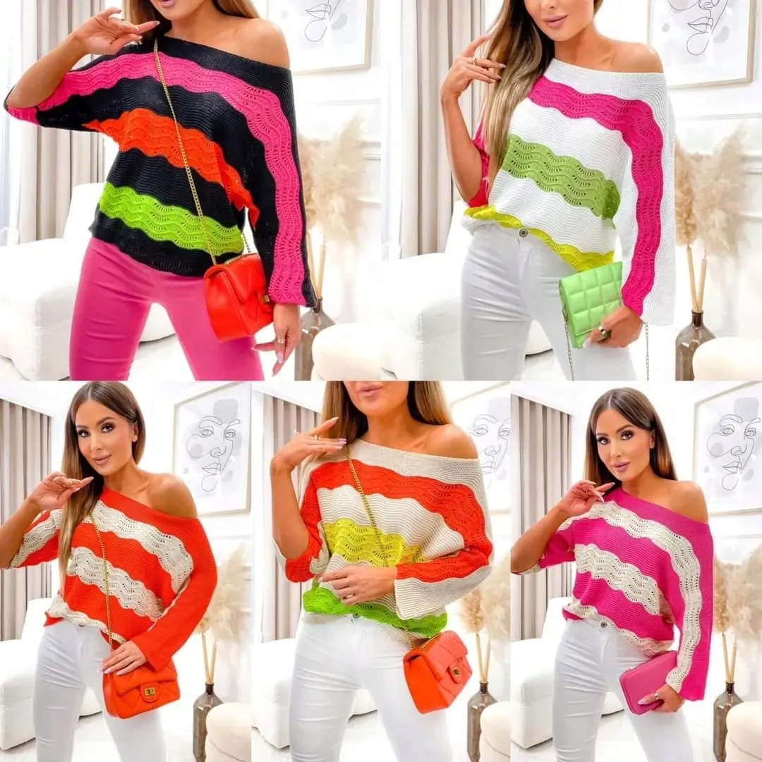 sweter-azurowy-paski-rozm-40-42