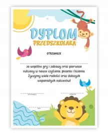 dyplom-przedszkolaka-lew-zakonczenie-roku-szkolnego-a4