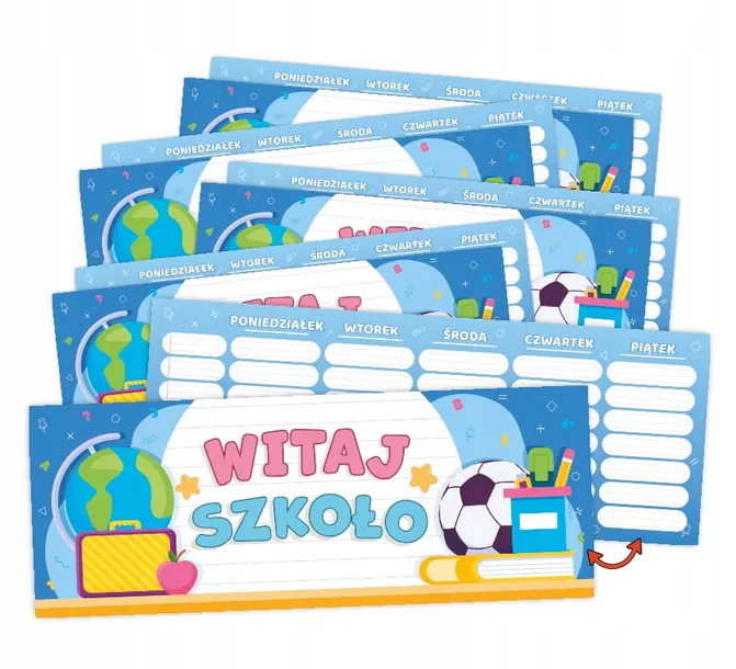 Zakładki do Książki Szkolny Plan lekcji - Witaj Szkoło - Prezent dla dzieci