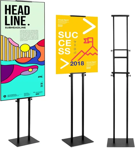 STOJAK PLAKATOWY REGULOWANY NA IMPREZY WYSTAWY PROMOCJE REKLAMY CZARNY