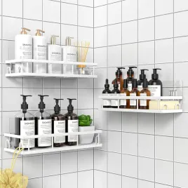 polki-prysznicowe-kuchenne-bez-wiercenia-organizery-biale-zestaw-3-sztuki