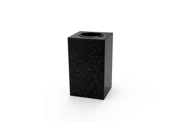 Wazon Granitowy na Nagrobek Cmentarny Czarny 28cm Kwadratowy Ciemny Granit
