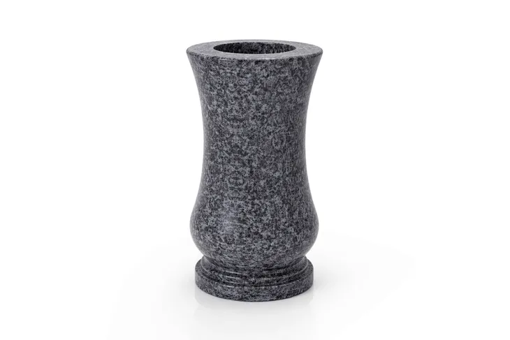 Wazon Granitowy na Nagrobek Cmentarny Grafit 28cm Okrągły Ciemny Granit