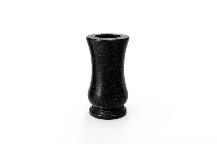 Wazon Granitowy na Nagrobek Cmentarny Czarny 28cm Okrągły Ciemny Granit