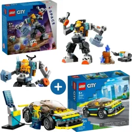 lego-city-60428-kosmiczny-mech-lego-60383-elektryczny-samochod-sportowy