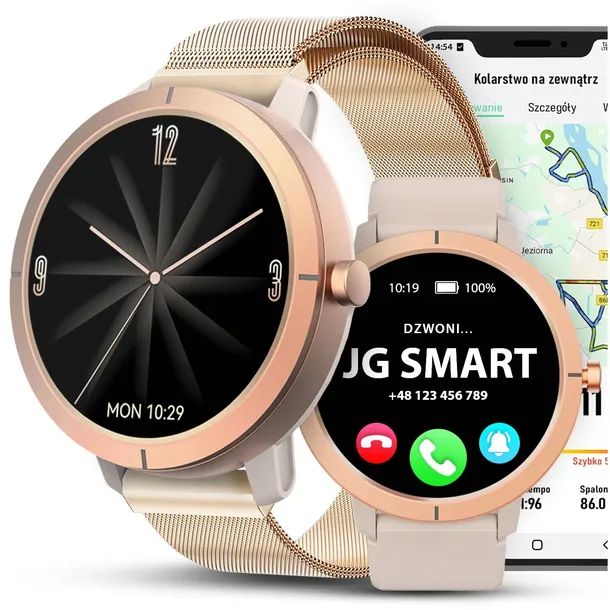 SMARTWATCH DAMSKI WODOODPORNY ZEGAREK MENU PL GPS AMOLED PULS SPORT 4 PASKI
