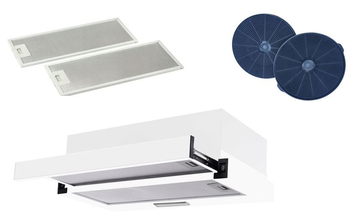 Okap kuchenny węglowy biały do zabudowy podszafkowy Marin 60cm + filtr, LED