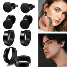 4x-kolczyki-meskie-i-damskie-czarne-huggie-stal-chirurgiczna