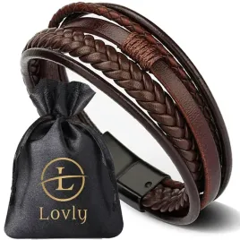 brazowa-skorzana-bransoletka-meska-elegancka-stal-nierdzewna-316l