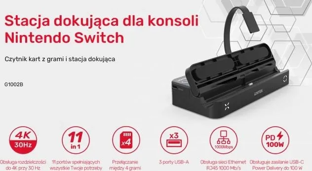 unitek-stacja-dokujaca-do-nintendo-switch-100w-4k-stan-opakowania-oryginalne-typ-ladowarka