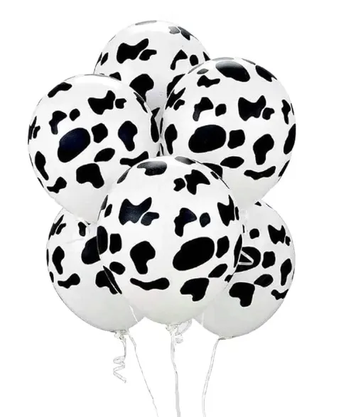 Duże balony gumowe Krowy biało czarne łatki 20 szt zwierzęta zoo