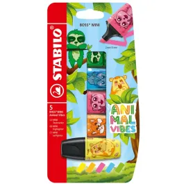 zakreslacze-stabilo-boss-mini-animal-vibes-set-5-sztuk-zwierzatka