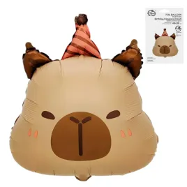 balon-foliowy-kapibara-z-czapeczka-na-impreze-przyjecie-urodziny-48x38-cm