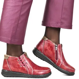 damskie-botki-do-kostki-plaskie-unisoft-9354-bordowe