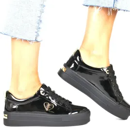 trampki-damskie-sneakersy-ze-skory-na-grubej-podeszwie-filippo-3533-czarne