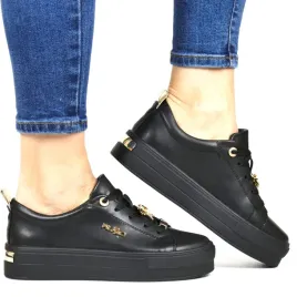 trampki-damskie-sneakersy-ze-skory-na-grubej-podeszwie-filippo-3533-czarne