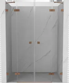 mexen-lunar-duo-drzwi-prysznicowe-uchylne-160-cm-transparent-miedz-szczot