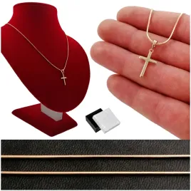 Zdjęcie produktu ZŁOTY ŁAŃCUSZEK NASZYJNIK ŻMIJKA Z KRZYŻYKIEM 18k STAL CHIRURGICZNA+GRATISY