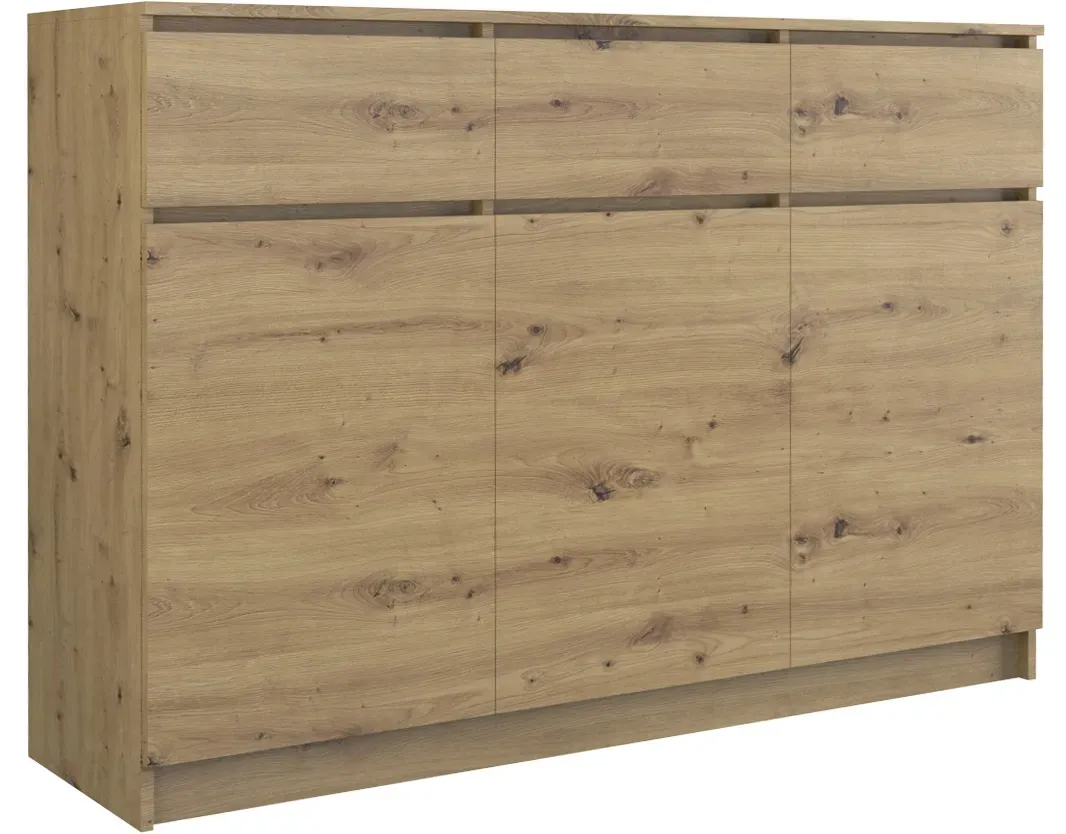 komoda-3d3s-120-cm-dab-artisan-3-szuflady-3-drzwi-szafka-do-salonu-sypialni-stan-nowy