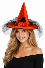 kapelusz-czarownicy-czerwony-a2281-z-woalka-tiulem-halloween
