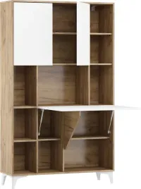 biurko-rozkladane-regal-megan-2-dab-craft-zloty-bialy-polysk