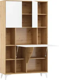 biurko-rozkladane-regal-megan-2-dab-artisan-bialy-polysk