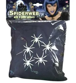 pajeczyna-z-swiecacymi-pajakami-100g-czarna-dekoracja-halloweenowa
