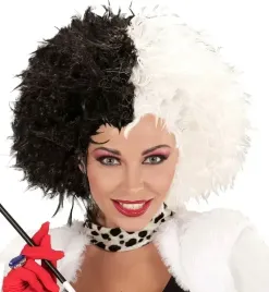 peruka-cruella-101-dalmatynczykow-czarno-biala