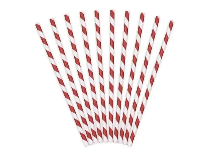 slomki-papierowe-195-cm-czerwone-w-biale-paski-stan-nowy