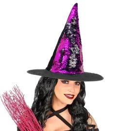 kapelusz-czarownicy-czarownica-dwustronny-fiolet-cekiny-halloween