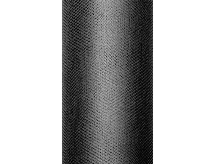 TIUL GŁADKI NA SZPULCE 15cm x 9m CZARNY DEKORACJA