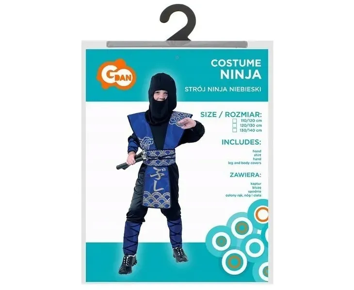 stroj-ninja-niebiesko-czarny-wojownik-140-stan-nowy