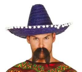 sombrero-meksykanskie-kapelusz-niebieski-pompony