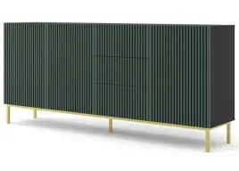 komoda-ravenna-f-200-cm-3d3s-czarny-zielony-rama