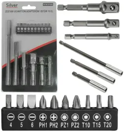 silver-przedluzki-adaptery-bit-1-4-do-wiertarek-redukcje-16-sztuk-s11222