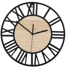 zegar-scienny-czarny-metal-drewno-okragly-35cm