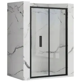 Zdjęcie produktu DRZWI PRYSZNICOWE DO WNĘKI 100 cm REA RAPID FOLD BLACK CZARNE ŁAMANE 195 cm