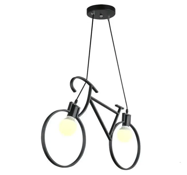 LAMPA SUFITOWA ROWER WISZĄCA CZARNA NOWOCZESNA XXL 68x43 cm STYL LOFT