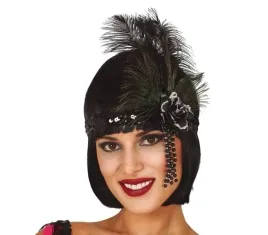 opaska-retro-lata-20-te-czarna-cekiny-z-roza