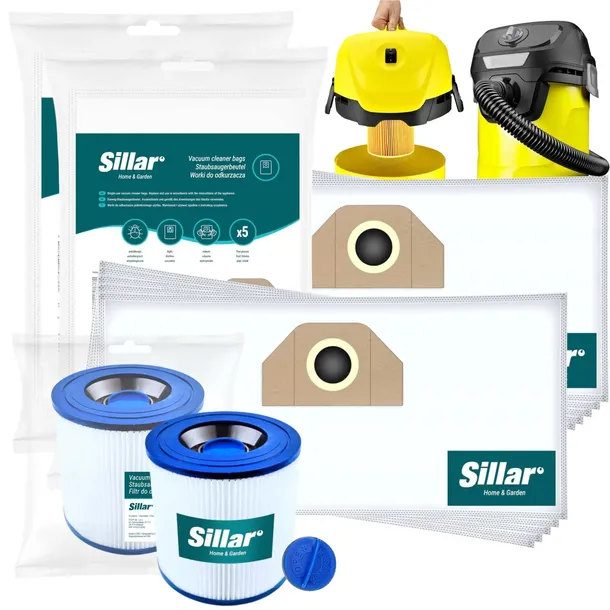 10x Worki + filtr zmywalny do odkurzacza Karcher WD2 WD3 KWD WD3.200 MV3