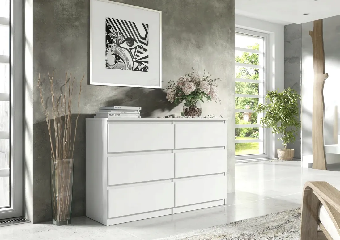 biala-komoda-140cm-6-szuflad